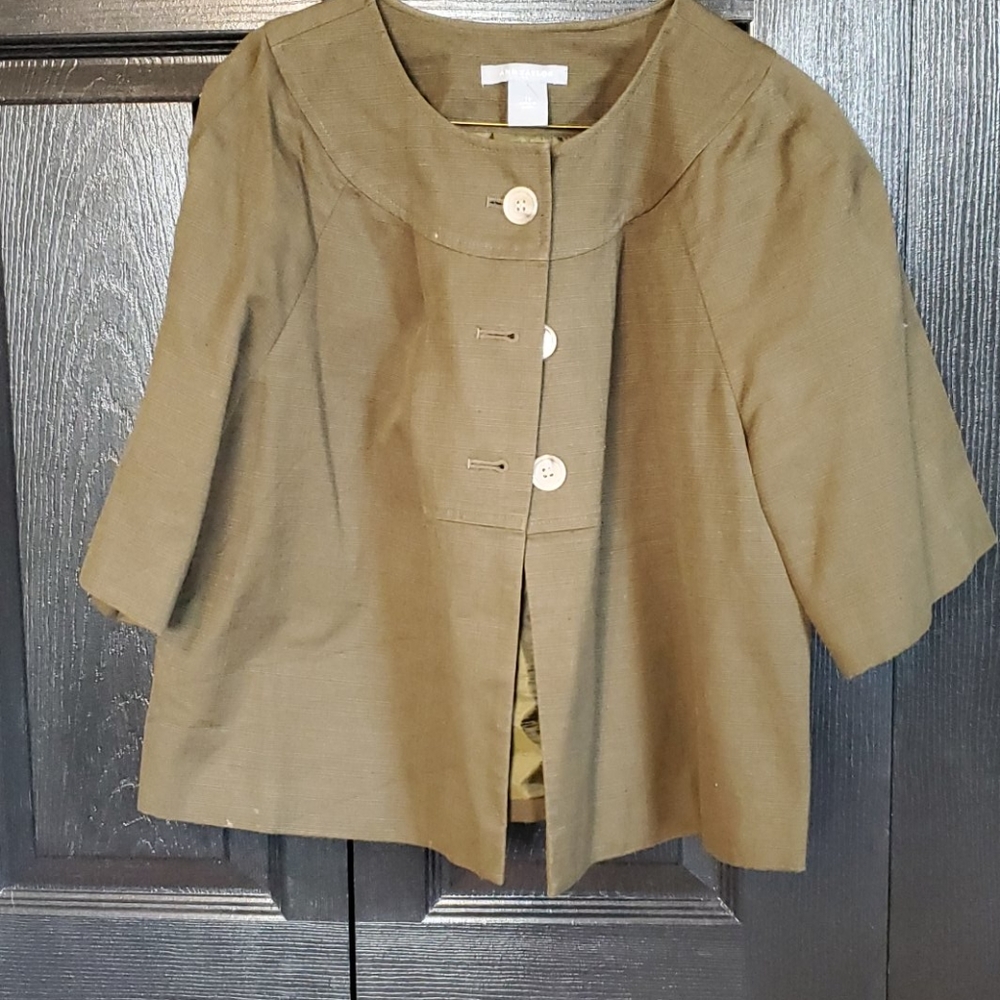 Ann Taylor olive green 3/4 length blazer
